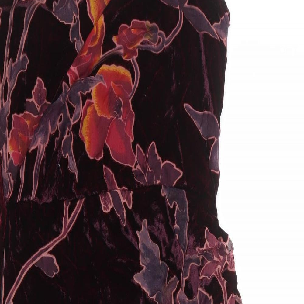 Parisian Womens Red Floral Polyester Tank Dress Size 8 V-Neck Zip