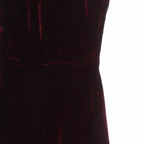 Parisian Womens Red Floral Polyester Tank Dress Size 8 V-Neck Zip