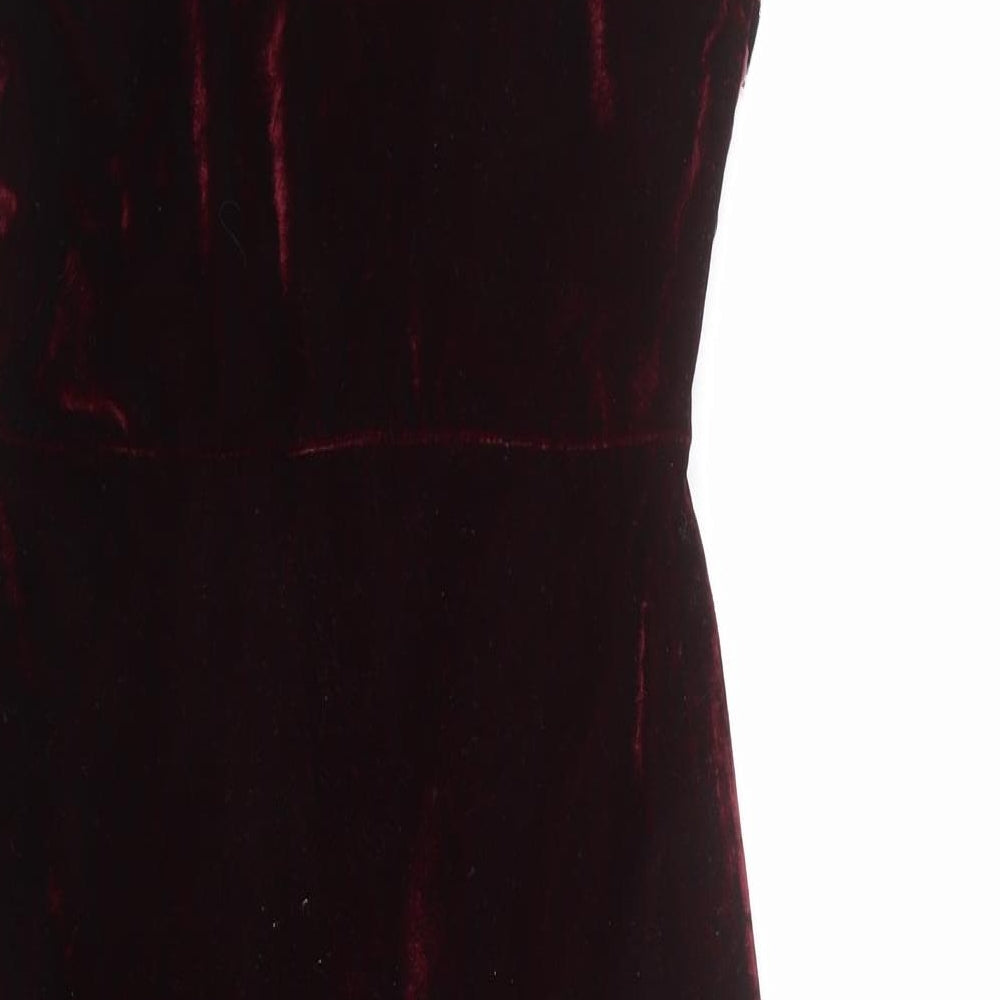 Parisian Womens Red Floral Polyester Tank Dress Size 8 V-Neck Zip