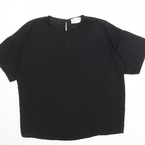 ASOS Womens Black Polyester Basic Blouse Size 8 Round Neck