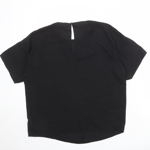 ASOS Womens Black Polyester Basic Blouse Size 8 Round Neck