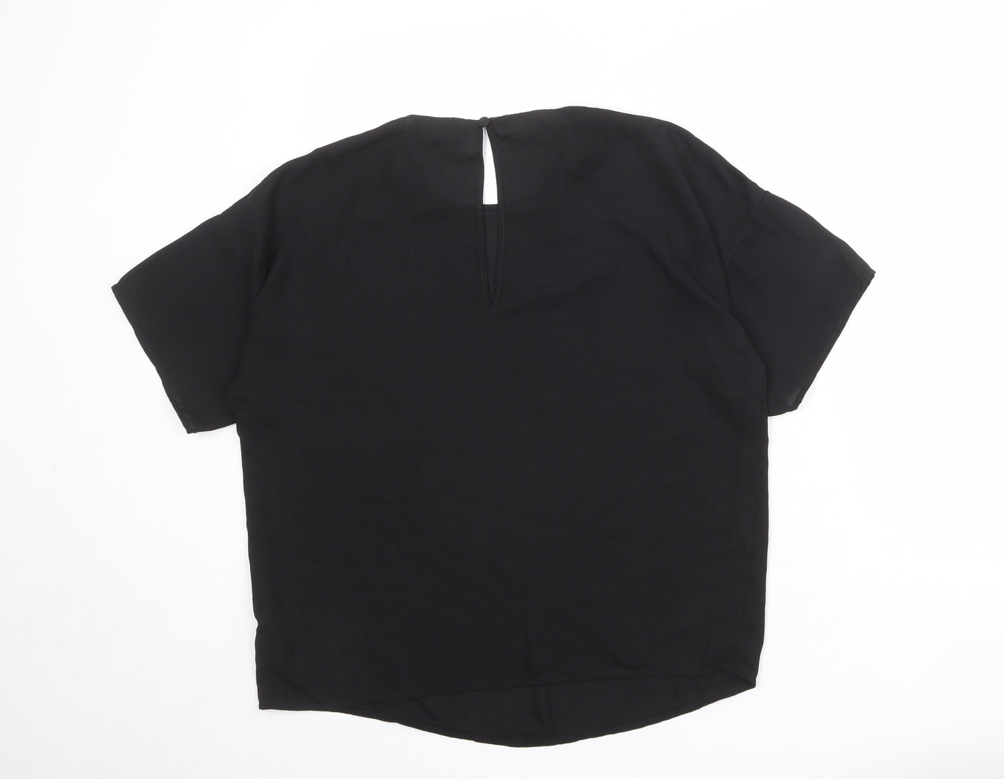 ASOS Womens Black Polyester Basic Blouse Size 8 Round Neck