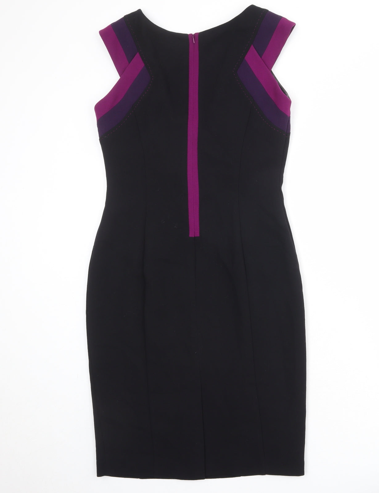 Marks and Spencer Womens Black Polyester Shift Size 10 Round Neck Zip