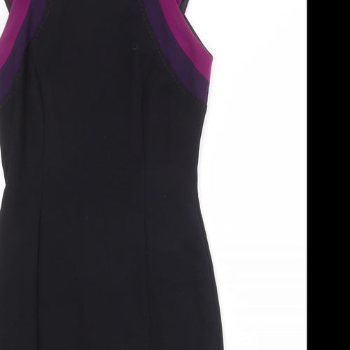 Marks and Spencer Womens Black Polyester Shift Size 10 Round Neck Zip