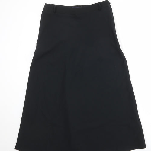 Marks and Spencer Womens Black Polyester A-Line Skirt Size 12 Zip