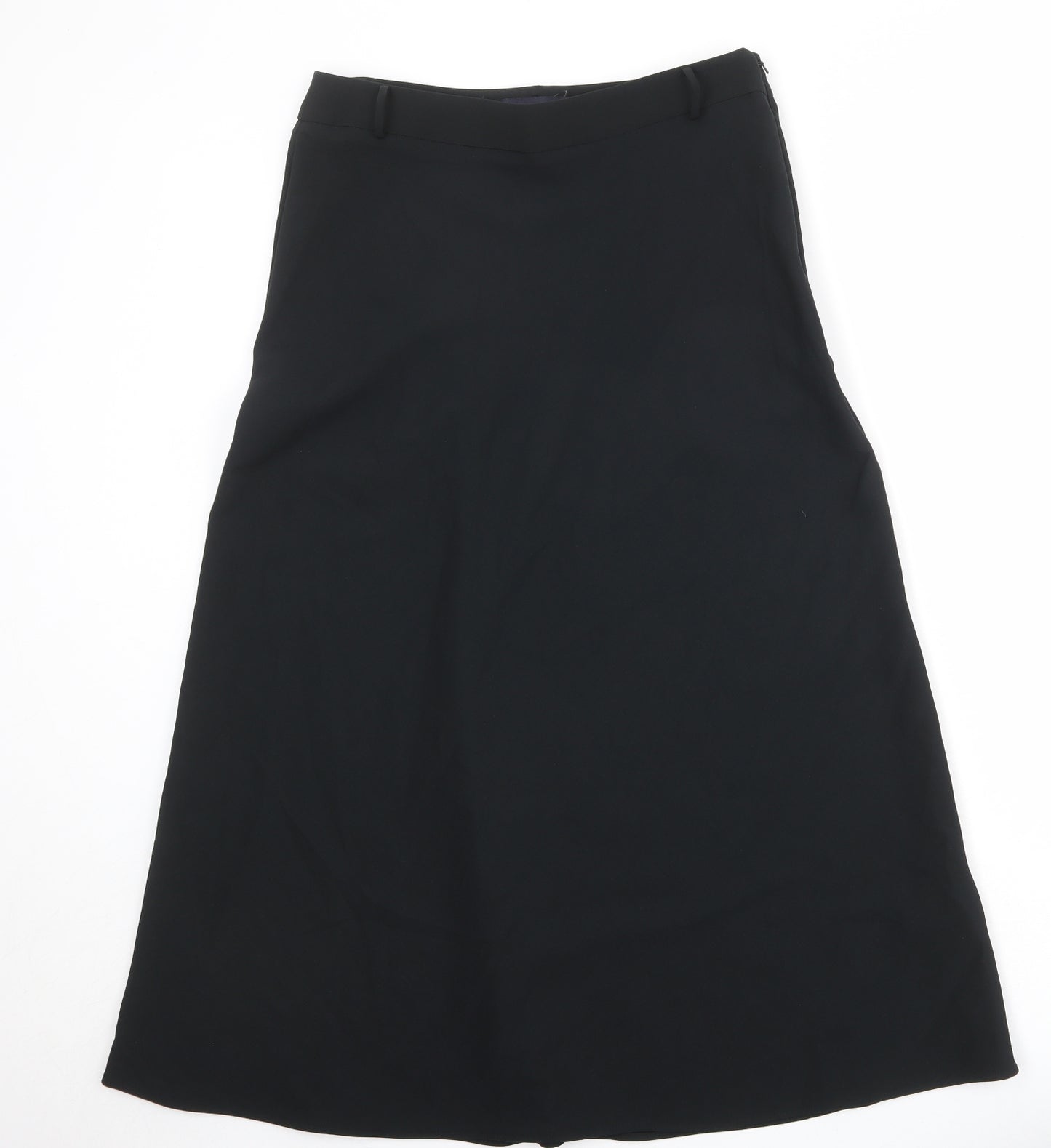Marks and Spencer Womens Black Polyester A-Line Skirt Size 12 Zip