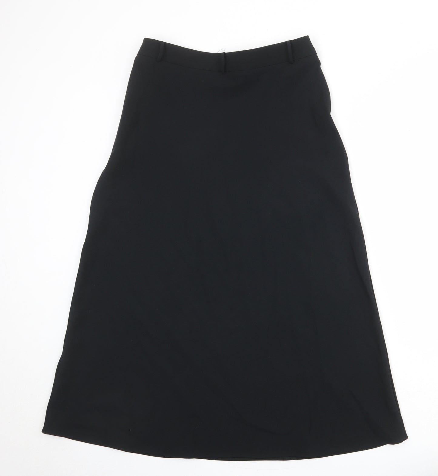 Marks and Spencer Womens Black Polyester A-Line Skirt Size 12 Zip
