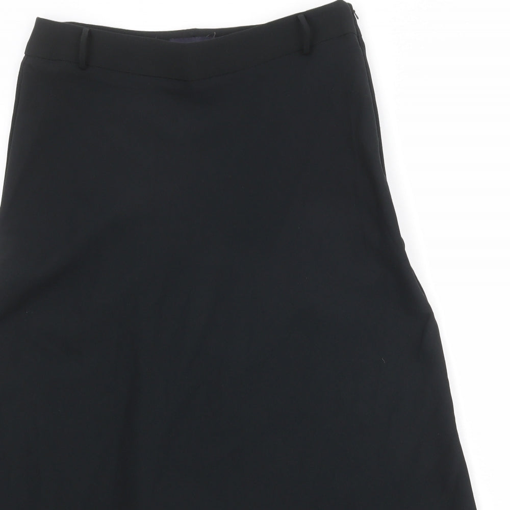 Marks and Spencer Womens Black Polyester A-Line Skirt Size 12 Zip