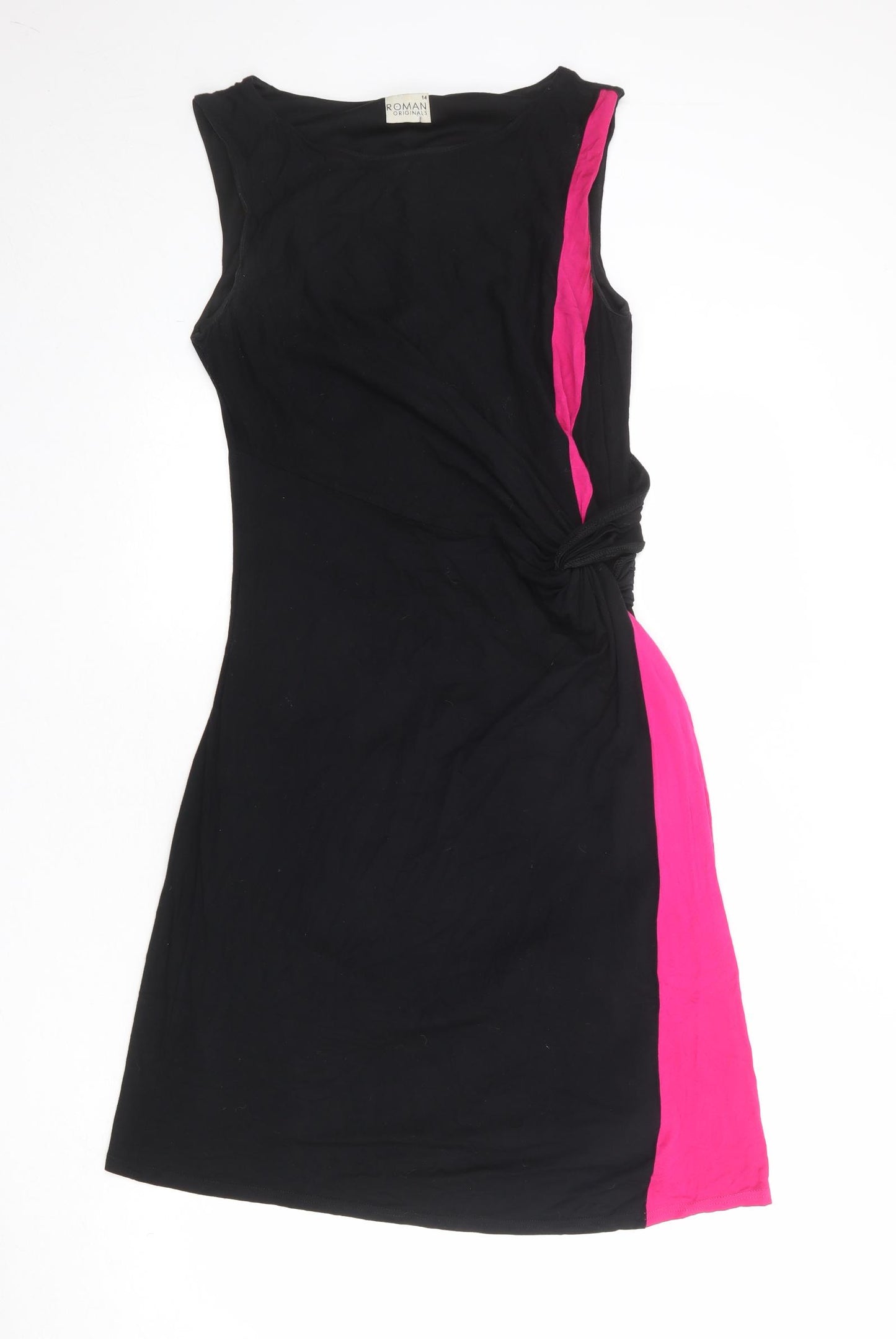 Roman Womens Black Viscose Shift Size 14 Round Neck Pullover