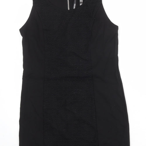 Kensie Womens Black Viscose Shift Size M Round Neck Zip