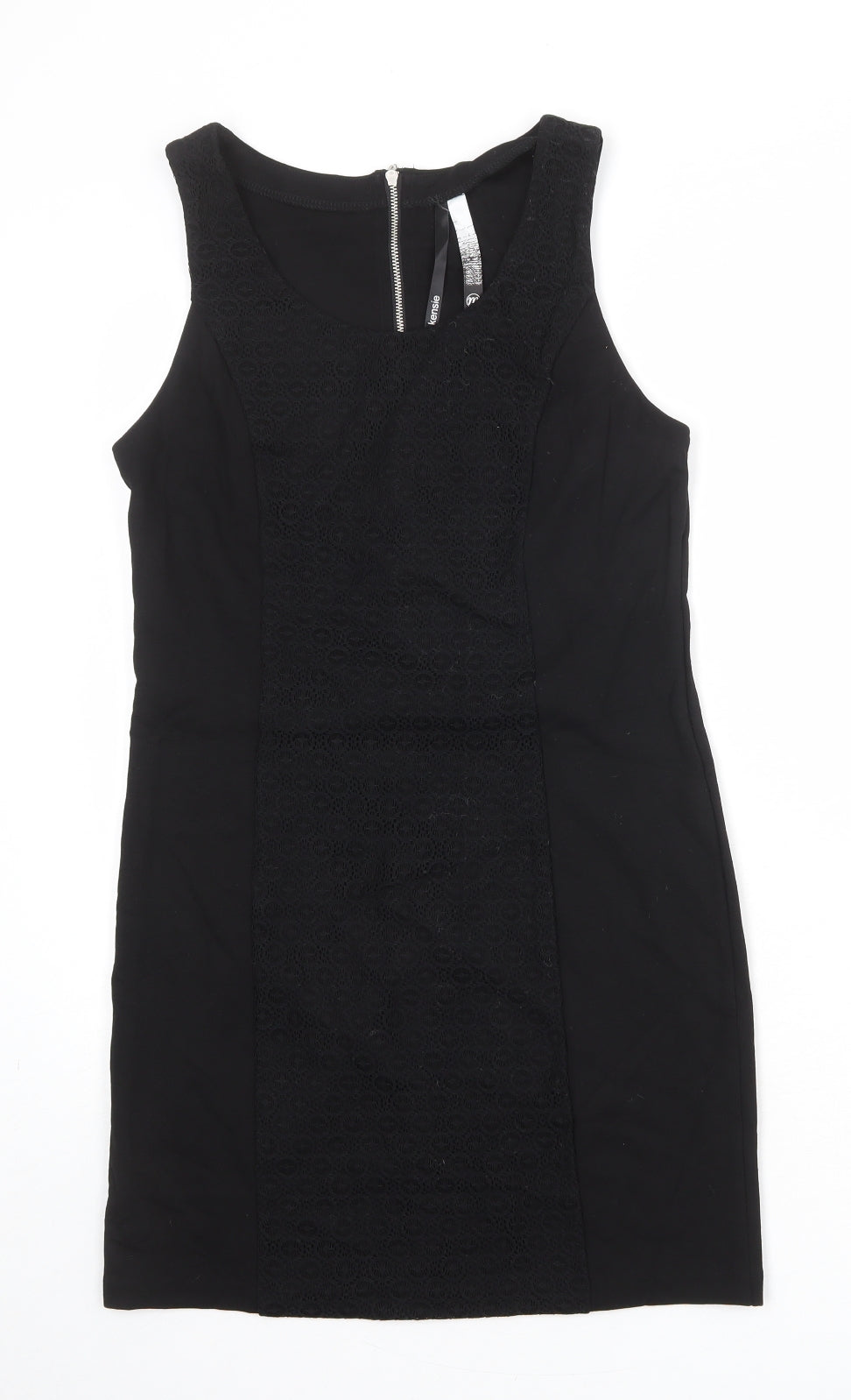 Kensie Womens Black Viscose Shift Size M Round Neck Zip