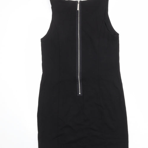 Kensie Womens Black Viscose Shift Size M Round Neck Zip