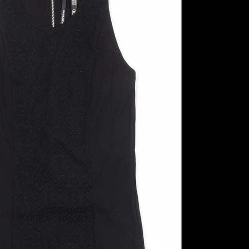 Kensie Womens Black Viscose Shift Size M Round Neck Zip