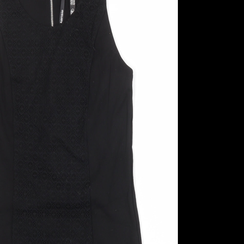 Kensie Womens Black Viscose Shift Size M Round Neck Zip