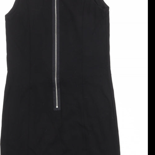 Kensie Womens Black Viscose Shift Size M Round Neck Zip