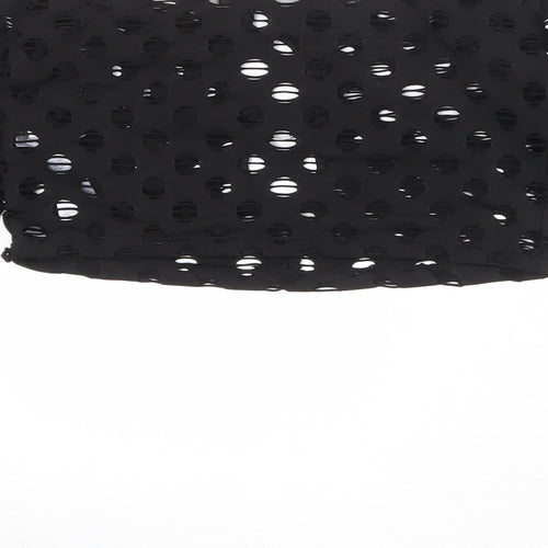 PRETTYLITTLETHING Womens Black Polyester Cropped Tank Size 8 Round Neck - Ring Detail