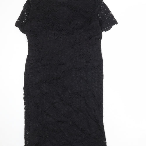 Alexon Womens Black Viscose Shift Size 12 Round Neck Zip