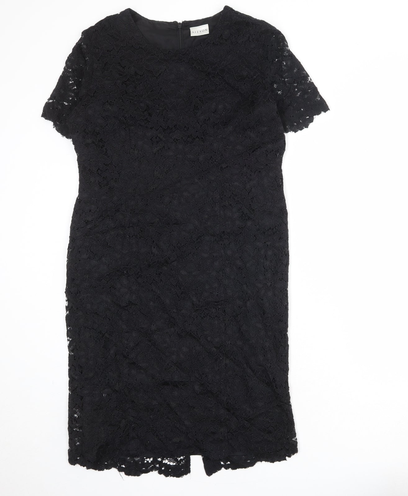 Alexon Womens Black Viscose Shift Size 12 Round Neck Zip