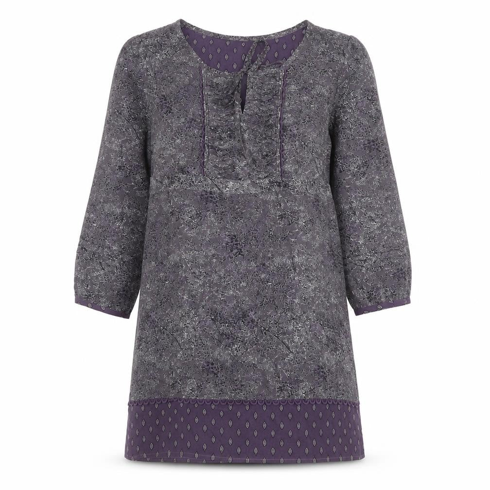 Front view of RJR.John Rocha women’s grey geometric polyester basic blouse, size UK 8, round neck