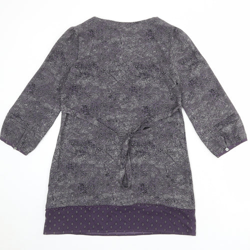 RJR.John Rocha Womens Grey Geometric Polyester Basic Blouse Size 8 Round Neck