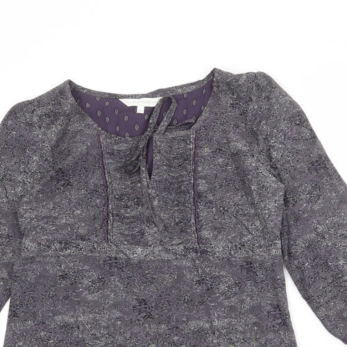 RJR.John Rocha Womens Grey Geometric Polyester Basic Blouse Size 8 Round Neck