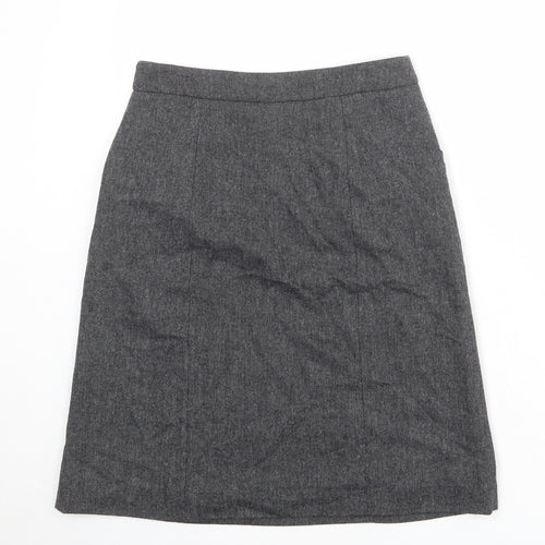 H&M Womens Grey Wool A-Line Skirt Size 8 Button