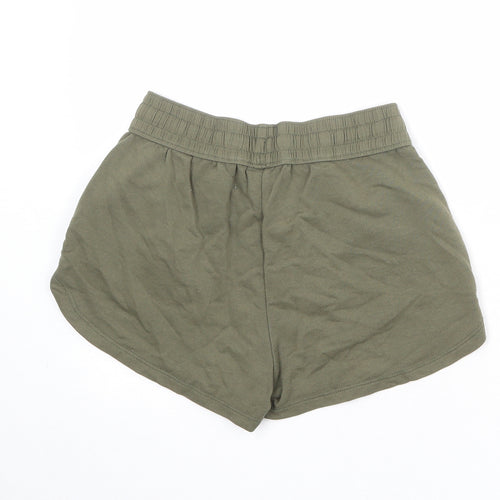 H&M Womens Green Cotton Sweat Shorts Size S Regular Drawstring