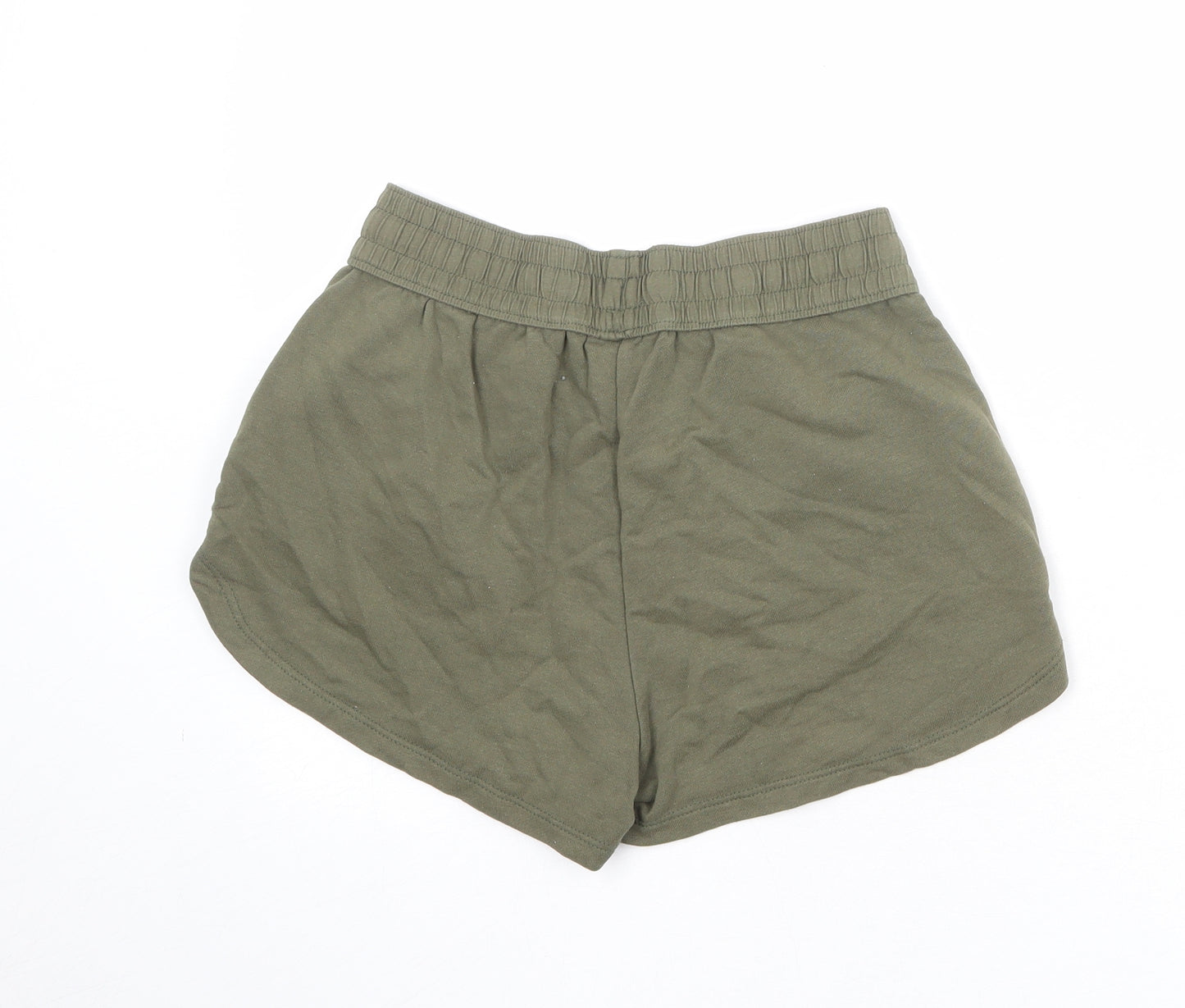 H&M Womens Green Cotton Sweat Shorts Size S Regular Drawstring