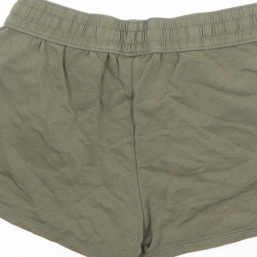 H&M Womens Green Cotton Sweat Shorts Size S Regular Drawstring
