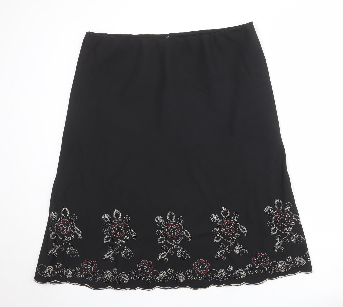 Bonmarché Womens Black Floral Polyester A-Line Skirt Size 20