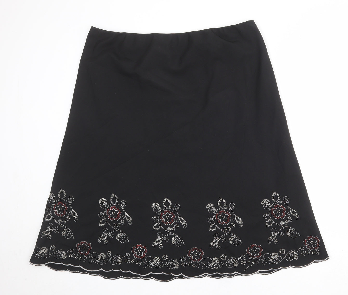 Bonmarché Womens Black Floral Polyester A-Line Skirt Size 20