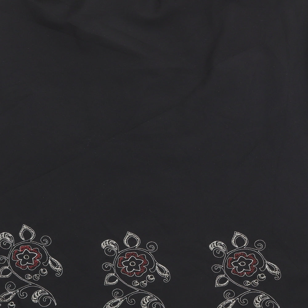 Bonmarché Womens Black Floral Polyester A-Line Skirt Size 20