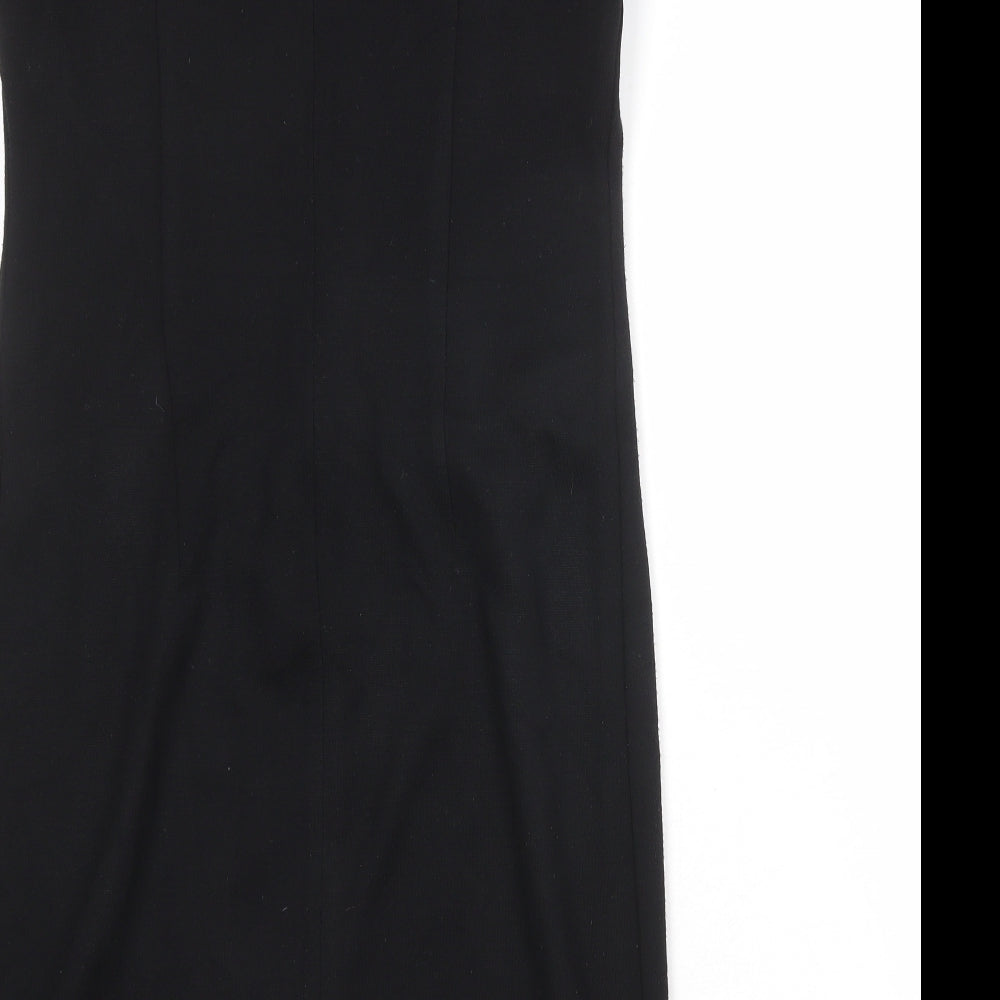 Roman Womens Black Acrylic Shift Size 12 Round Neck Zip