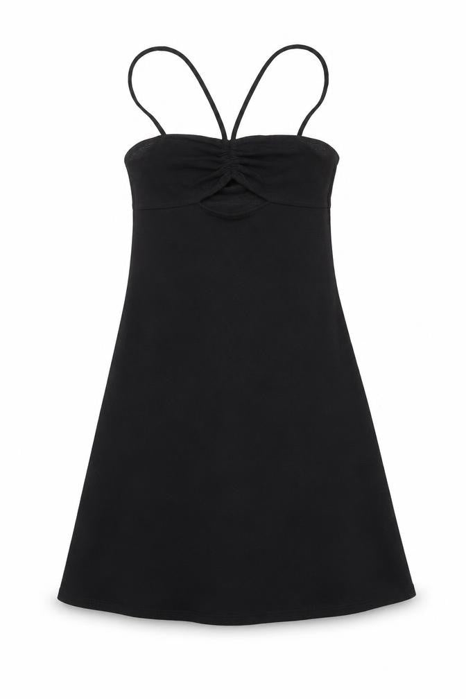 Front view of Divided by H&M women’s black polyester a-line, size S, round neck pullover
