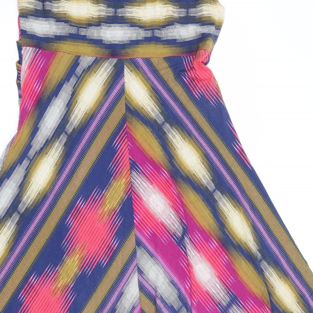 Phase Eight Womens Multicoloured Geometric Polyester A-Line Size 16 V-Neck Pullover