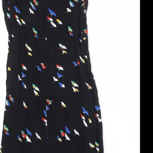 Dorothy Perkins Womens Black Geometric Viscose A-Line Size 14 Round Neck Zip
