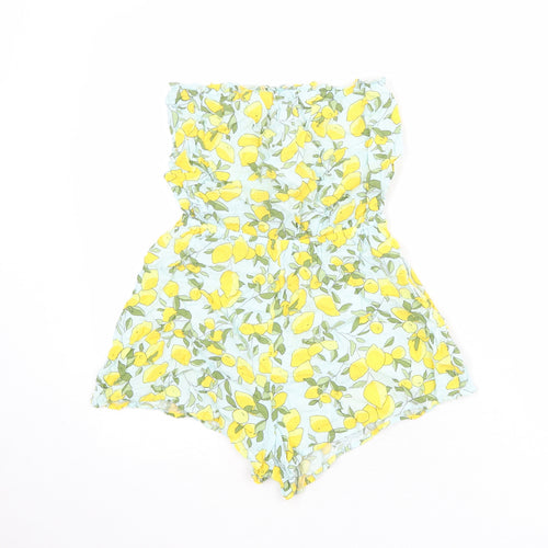 Divided by H&M Womens Blue Geometric Viscose Playsuit One-Piece Size 10 Pullover - Lemon Tree Print