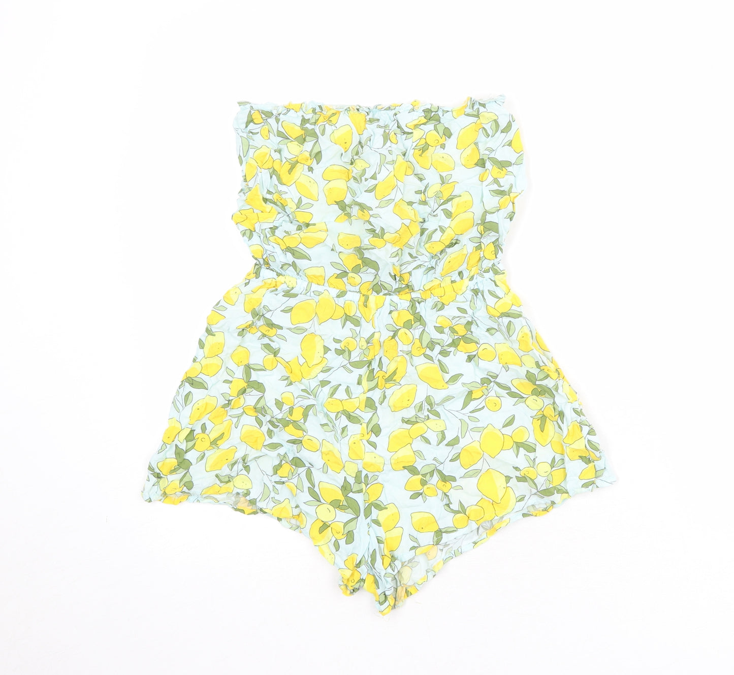 Divided by H&M Womens Blue Geometric Viscose Playsuit One-Piece Size 10 Pullover - Lemon Tree Print