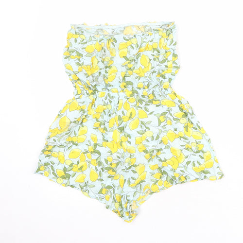 Divided by H&M Womens Blue Geometric Viscose Playsuit One-Piece Size 10 Pullover - Lemon Tree Print