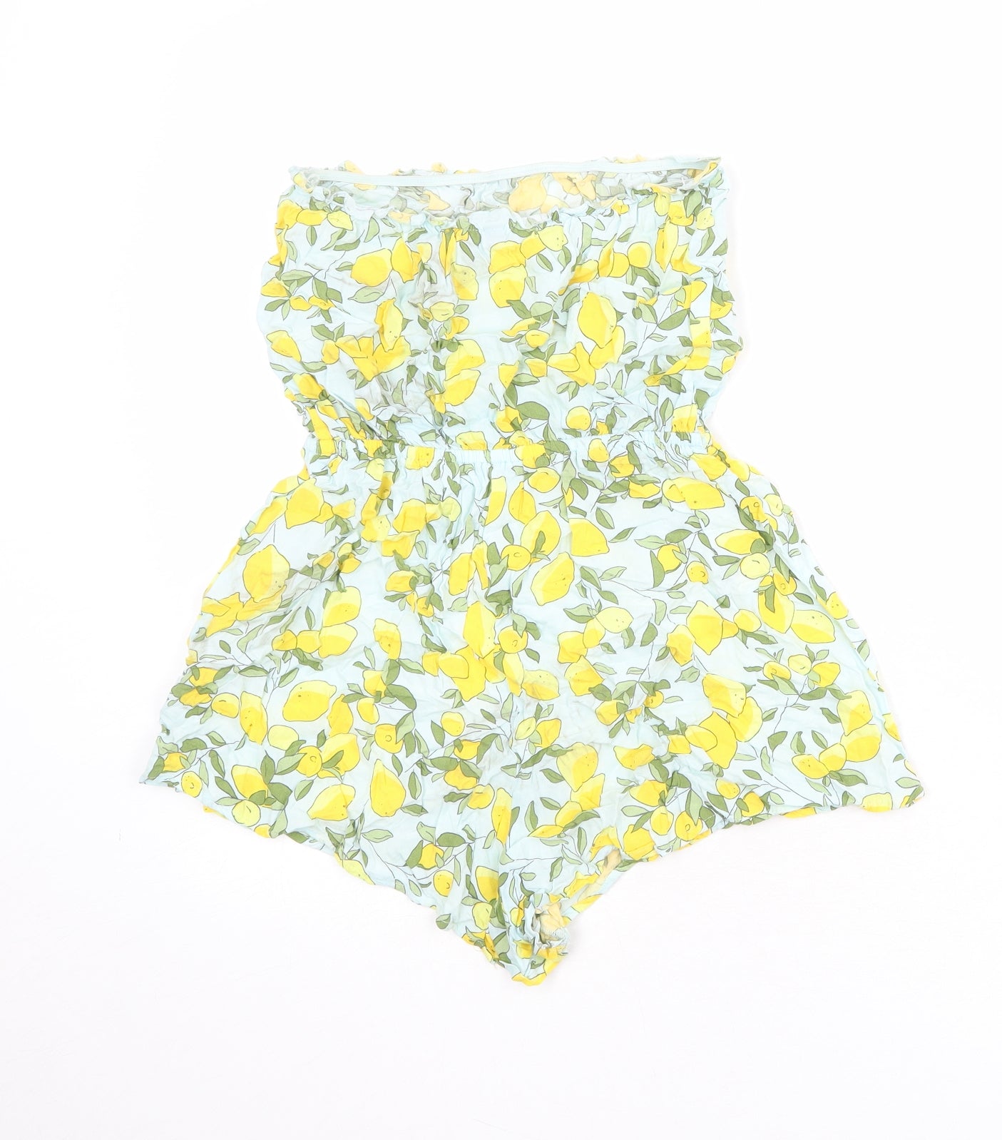 Divided by H&M Womens Blue Geometric Viscose Playsuit One-Piece Size 10 Pullover - Lemon Tree Print