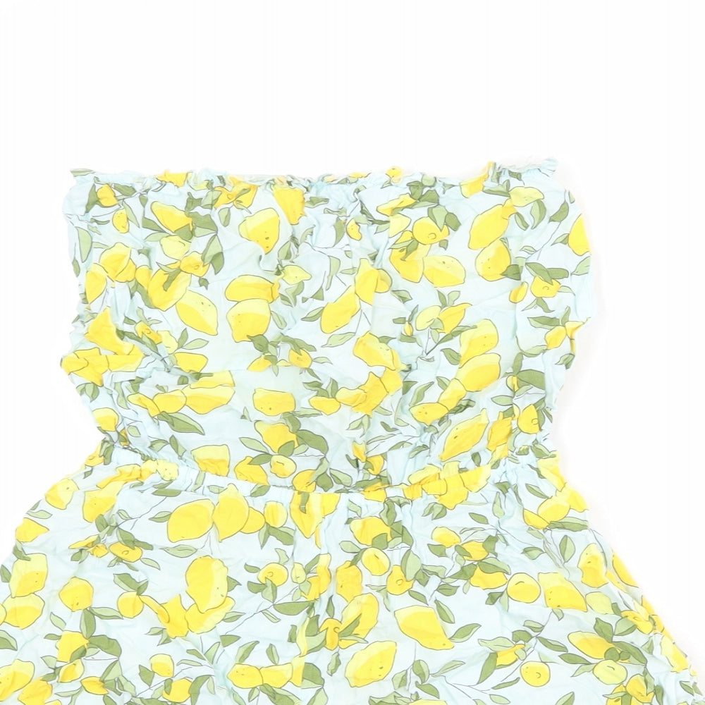 Divided by H&M Womens Blue Geometric Viscose Playsuit One-Piece Size 10 Pullover - Lemon Tree Print