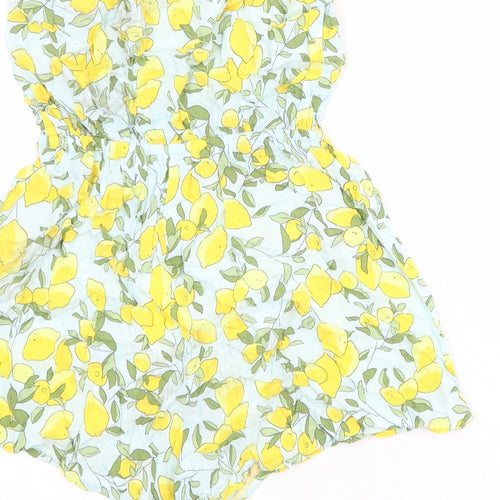 Divided by H&M Womens Blue Geometric Viscose Playsuit One-Piece Size 10 Pullover - Lemon Tree Print