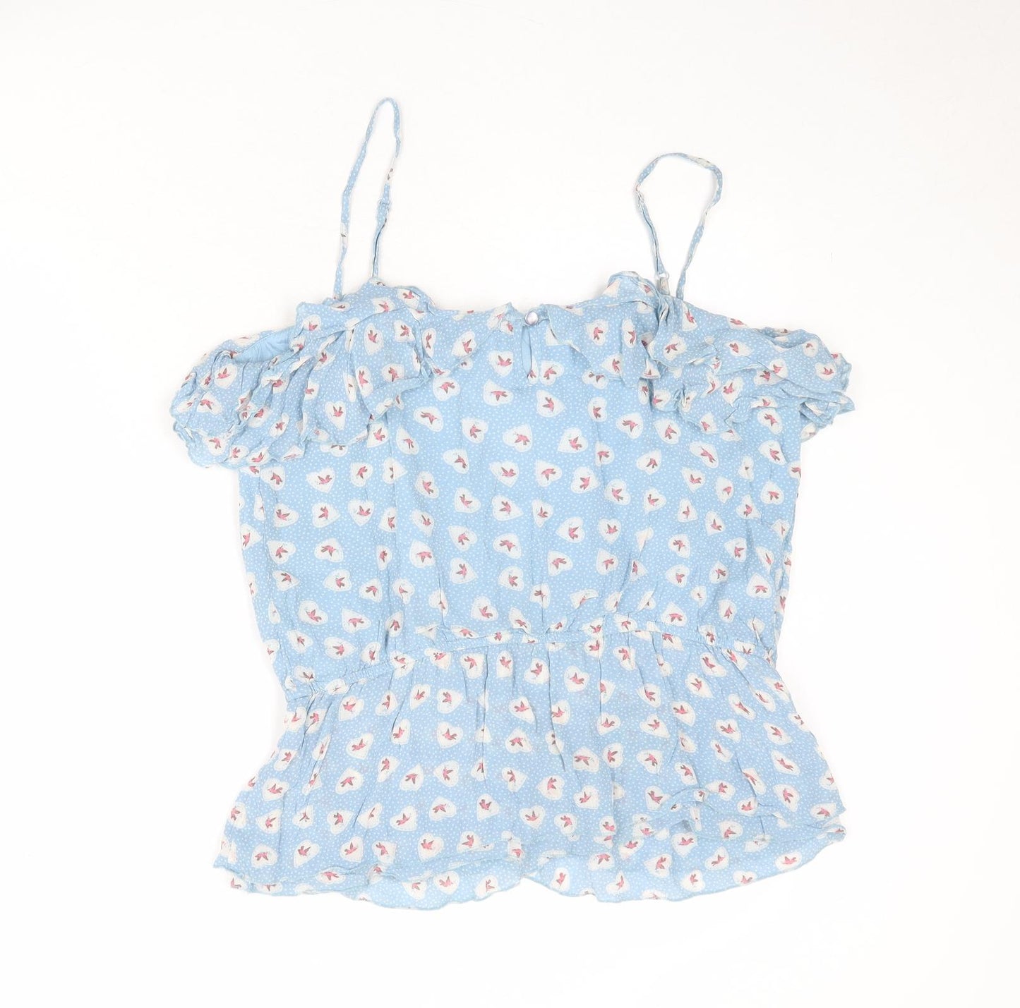 NEXT Womens Blue Geometric Viscose Basic Tank Size 18 Square Neck