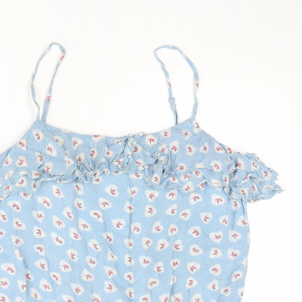 NEXT Womens Blue Geometric Viscose Basic Tank Size 18 Square Neck