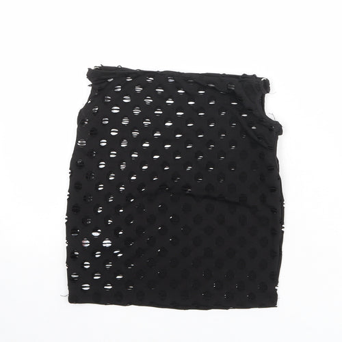 PRETTYLITTLETHING Womens Black Polka Dot Polyester Bandage Skirt Size 8 - Cut out side detail
