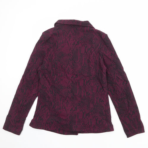 Mr Max Womens Purple Animal Print Biker Jacket Size XS Zip - Snake Print