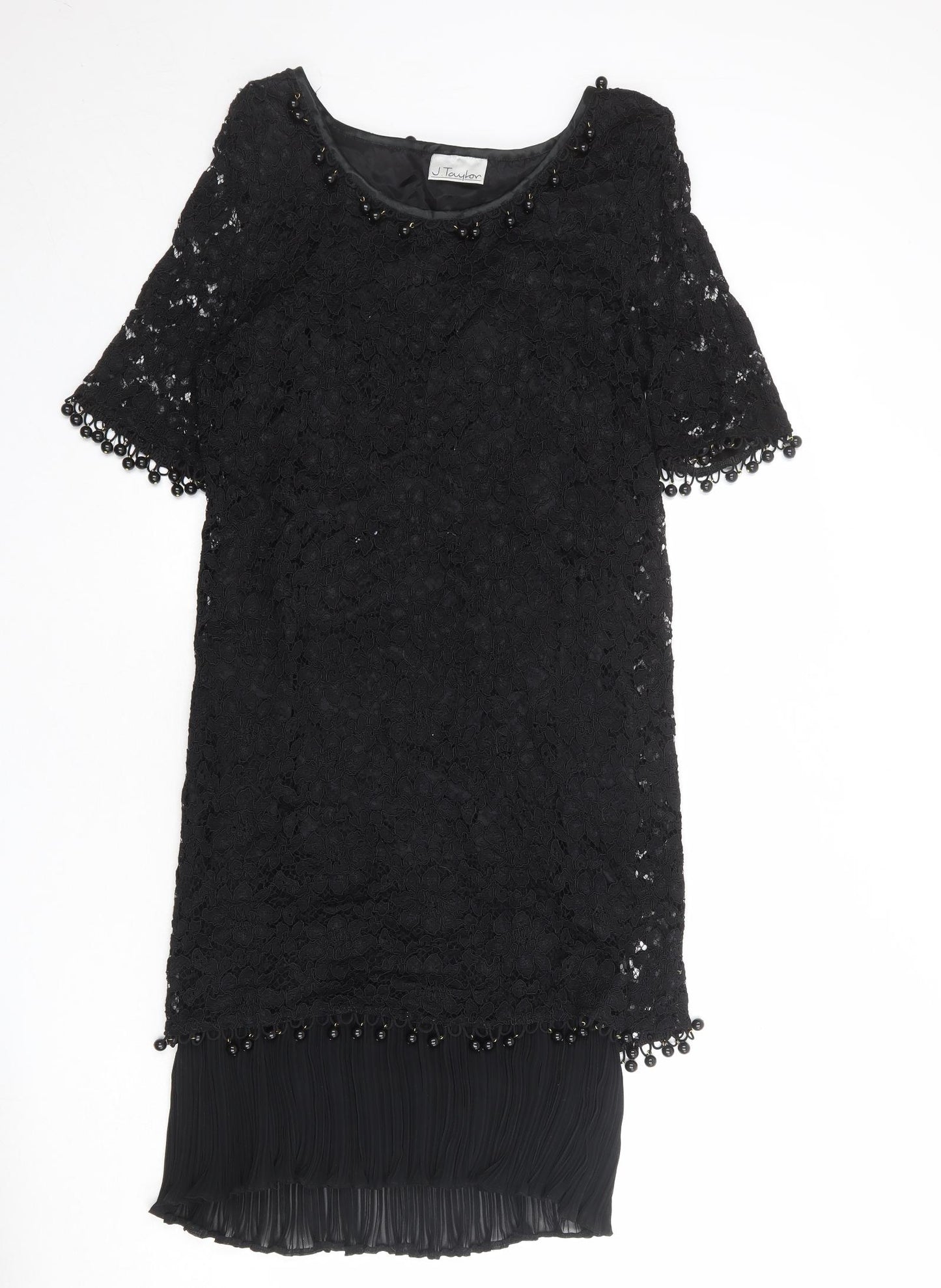 J.Taylor Womens Black Viscose A-Line Size 14 Round Neck Pullover
