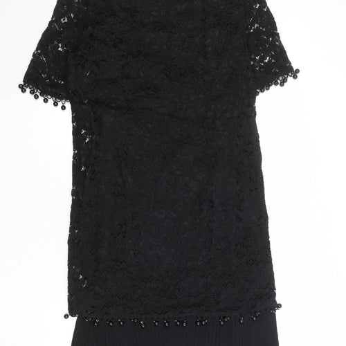 J.Taylor Womens Black Viscose A-Line Size 14 Round Neck Pullover