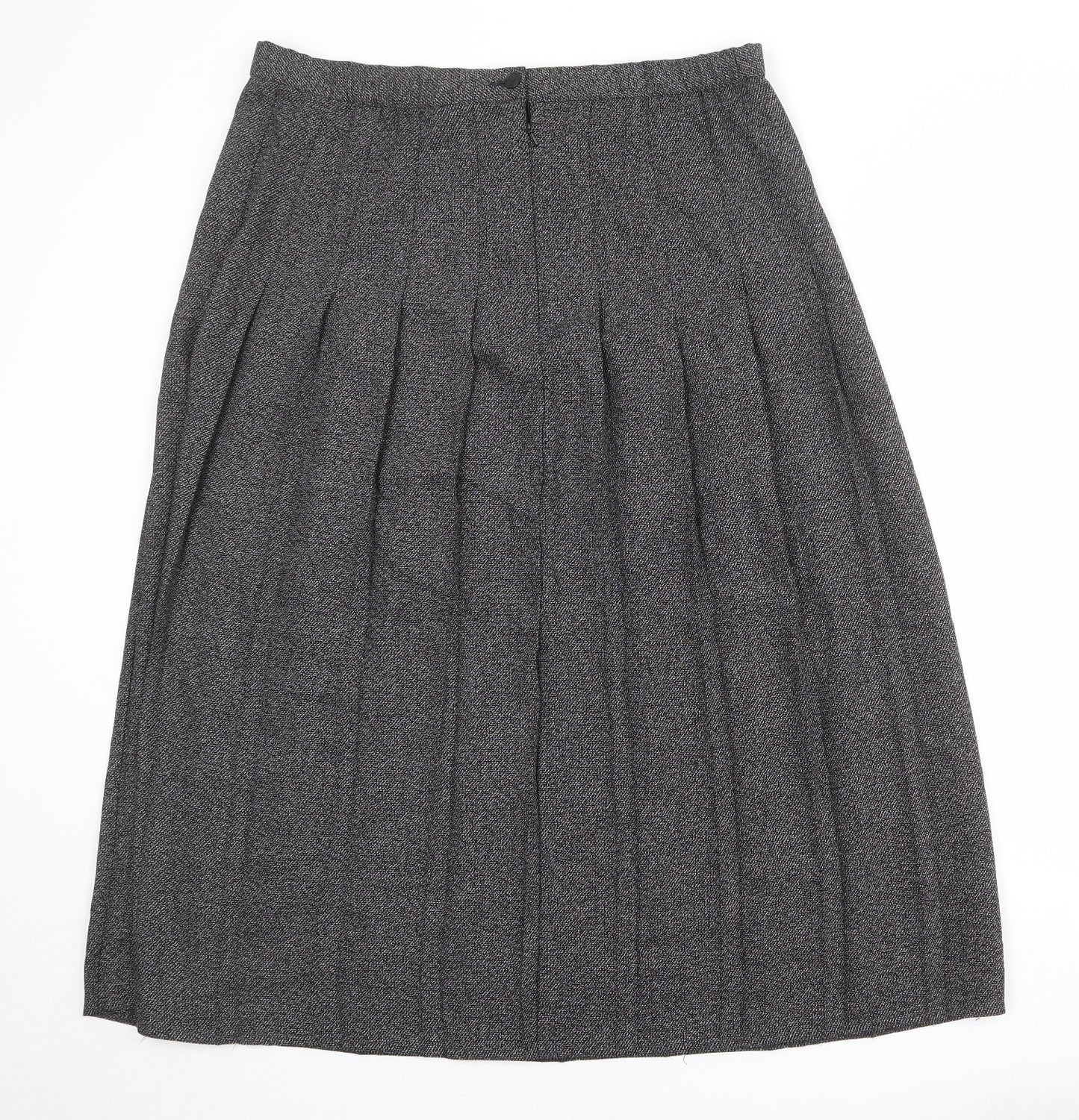 Marks and Spencer Womens Black Polyester Pleated Skirt Size 20 Zip