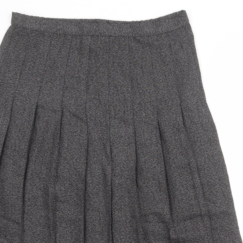 Marks and Spencer Womens Black Polyester Pleated Skirt Size 20 Zip
